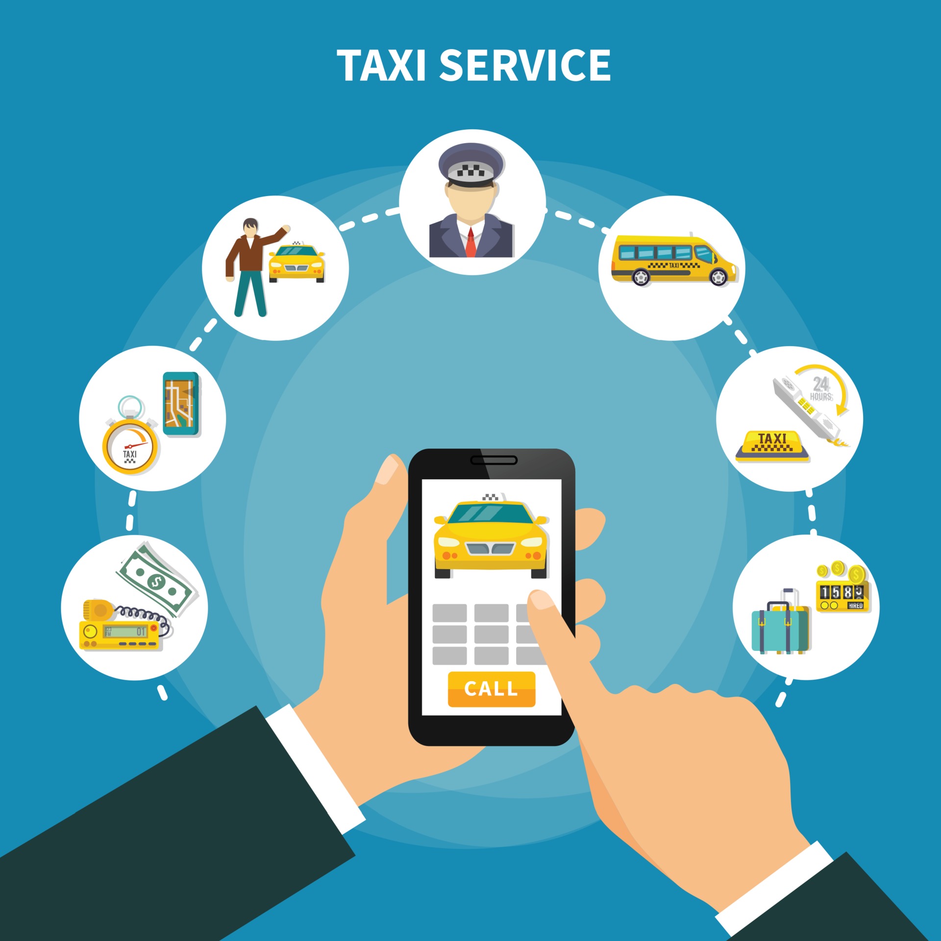 smart taxi app composition vector